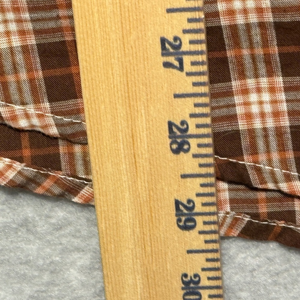 Wrangler Wrancher Mens XL Brown Plaid Western Pearl Snap Long Sleeve Shirt - Picture 5 of 7